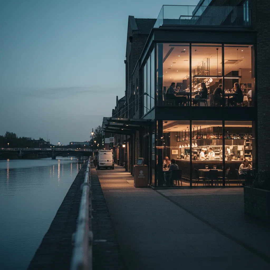 Hammersmith restaurant frontage at evening
